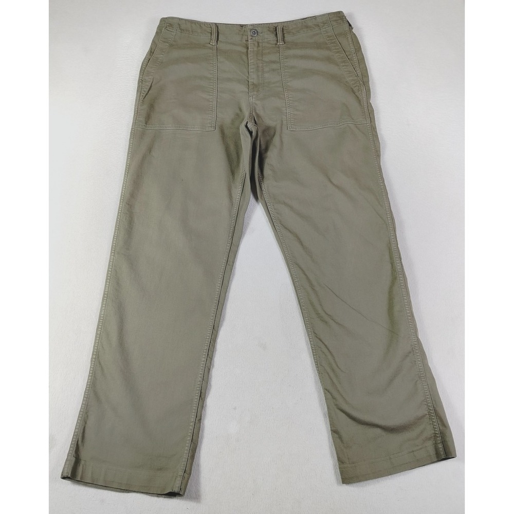Lands' End Jeans Mens 42 Green Canvas Chino Adjustable Waist Workwear Casual‎